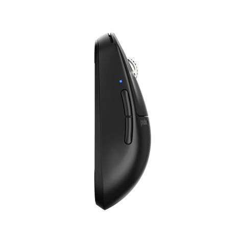 Black Pulsar X2A medium Gaming Mouse with an ambidextrous X2 shape, configurable buttons for left and right-hand use, lightweight design, PAW3395 optical sensor, OLED display, and driver-free setup, ideal for esports tournaments.