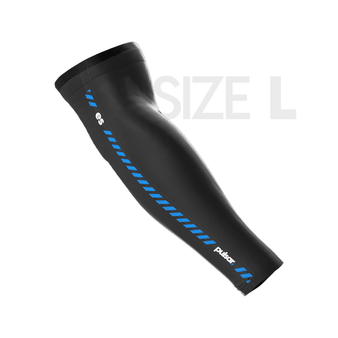 eS eSports Arm Sleeve L Large Arm long by Pulsar Gaming Gears in black, designed for gamers. Features quick-drying material and friction reduction, ideal for use with glass mousepads for smoother gameplay