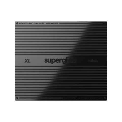 Black Superglide Glass Mousepad XL (Extra Large) tempered glass surface for ultra-smooth mouse movements and enhanced portability. Made with durable Gorilla Glass and an anti-slip silicone rubber base for maximum grip on surfaces