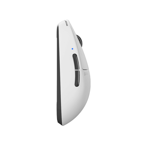 White Pulsar X2A Gaming Mouse with an ambidextrous X2 shape, configurable buttons for both left and right-hand use, featuring a lightweight design and PAW3395 optical sensor