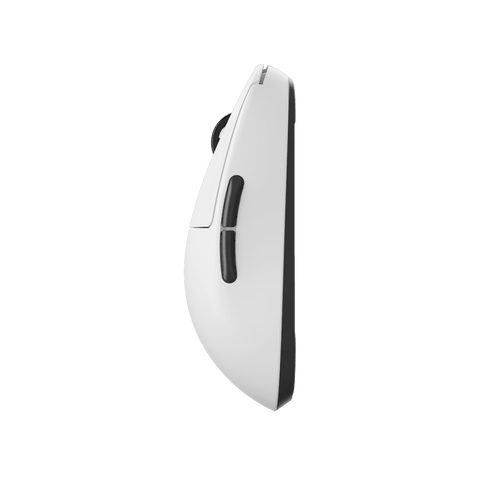 White Pulsar X2A Gaming Mouse with an ambidextrous X2 shape, configurable buttons for both left and right-hand use, featuring a lightweight design and PAW3395 optical sensor