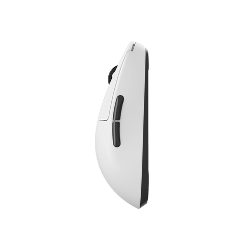 White Pulsar X2A mini Gaming Mouse with an ambidextrous X2 shape, configurable buttons for both left and right-hand use, featuring a lightweight design and PAW3395 optical sensor