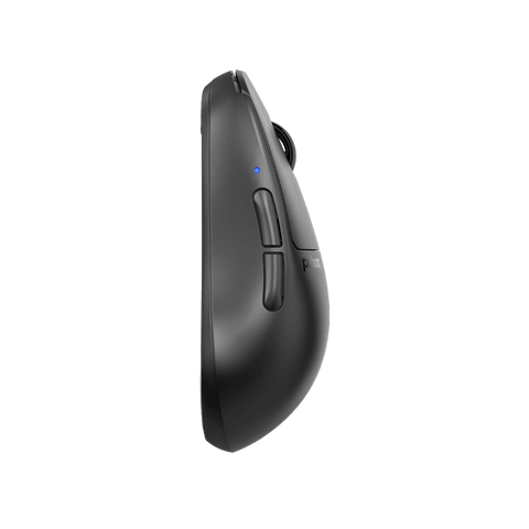 Black Pulsar X2H Medium Gaming Mouse with a translucent black design, narrow waist, higher hump, symmetrical shape, optical switch, and PAW3395 sensor.High Hump OPTICAL SWITCH AW3395 Sensor