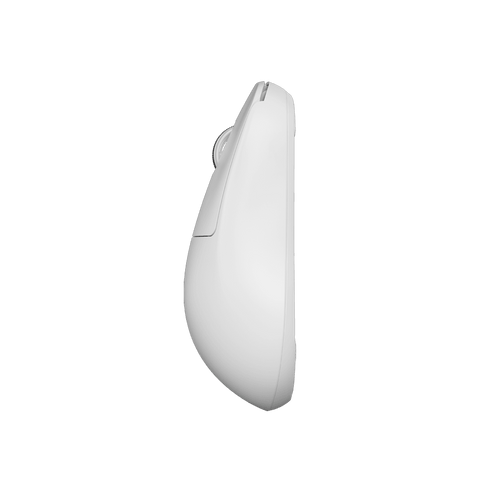White Pulsar X2H mini Gaming Mouse with a translucent black design, narrow waist, higher hump, symmetrical shape, optical switch, and PAW3395 sensor.